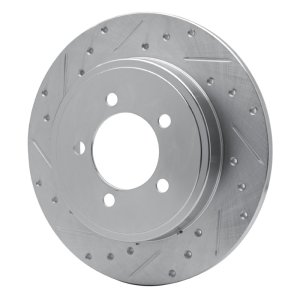 Ford Explorer Sport Trac Brake Rotor (1) - Rear Left - R1 Concepts - Drilled & Slotted - Silver - `02-`10